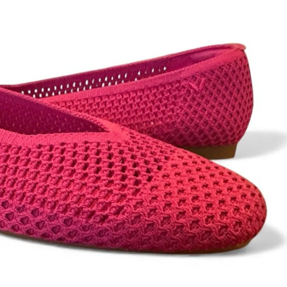 Vivaia Margot Mesh Square Toe V-cut Mesh Flats Pitaya Mesh Sz 40